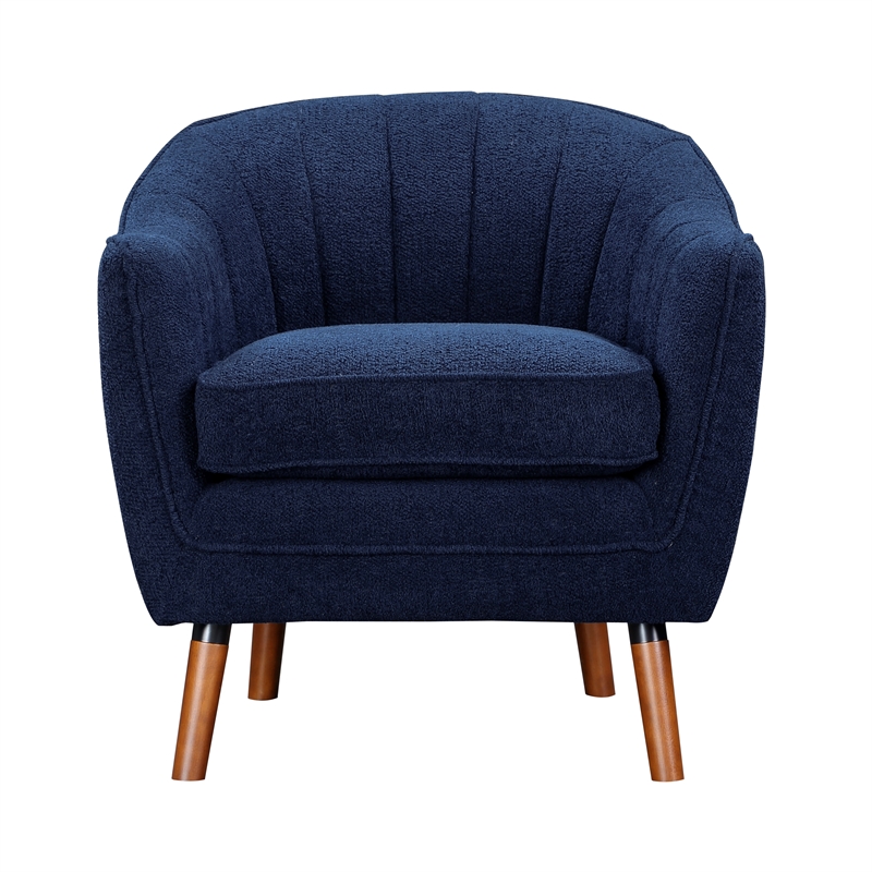 Pemberly Row Mid-Century Fabric Upholstered Accent Chair in Blue