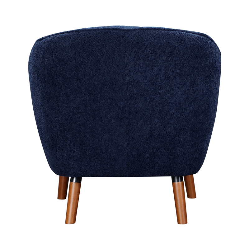 Pemberly Row Mid-Century Fabric Upholstered Accent Chair in Blue