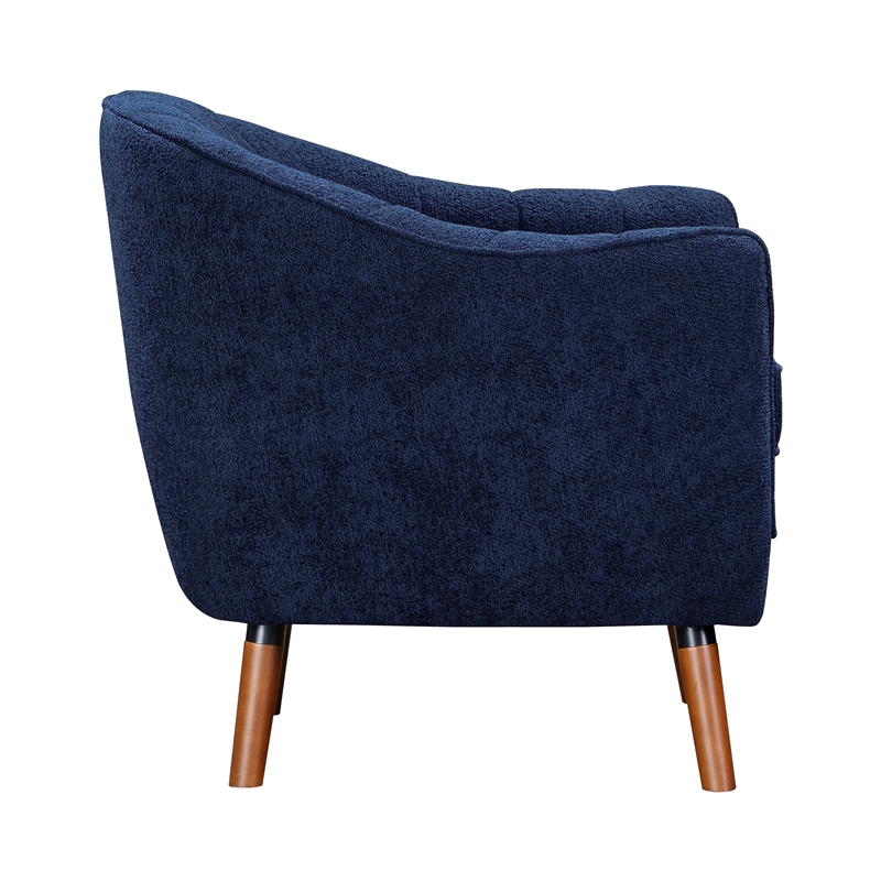 Pemberly Row Mid-Century Fabric Upholstered Accent Chair in Blue