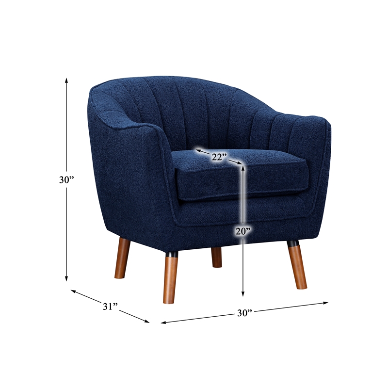Pemberly Row Mid-Century Fabric Upholstered Accent Chair in Blue