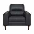 Pemberly Row Contemporary Leather Match Chair in Black Finish