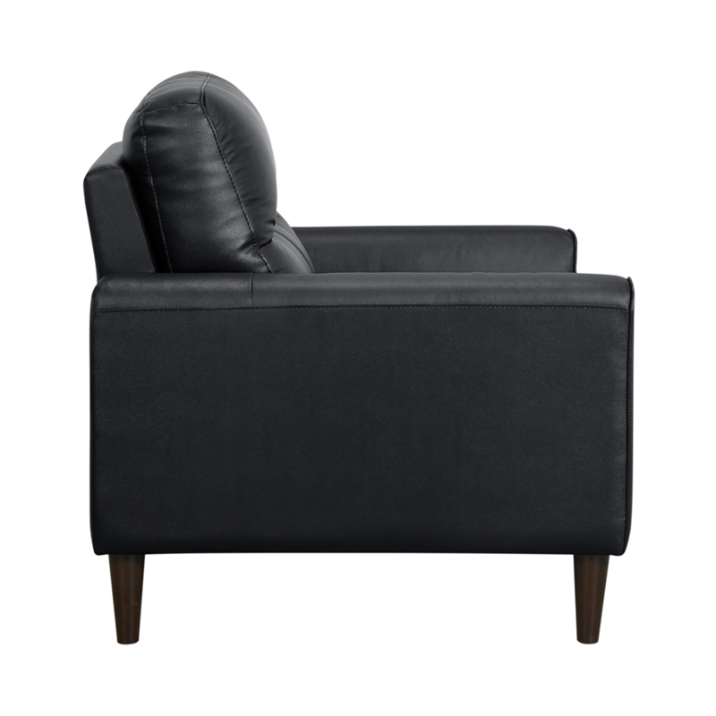 Pemberly Row Contemporary Leather Match Chair in Black Finish