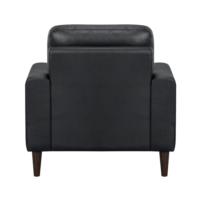 Pemberly Row Contemporary Leather Match Chair in Black Finish