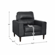 Pemberly Row Contemporary Leather Match Chair in Black Finish