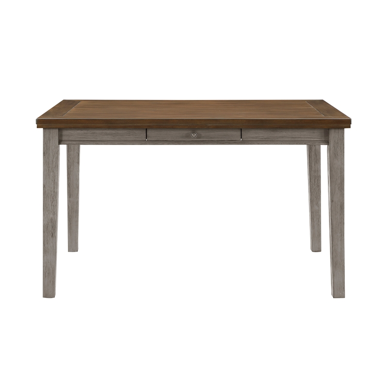 Pemberly Row Contemporary Wood Counter Height Table in Cherry and Gray