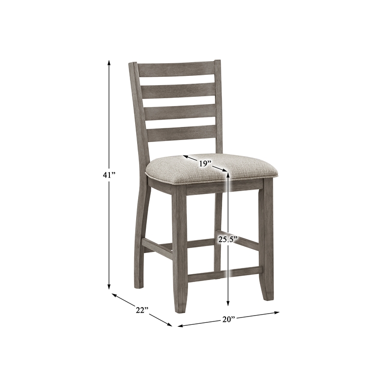 Pemberly Row 5-Piece Wood Counter Height Dining Set in Cherry and Gray