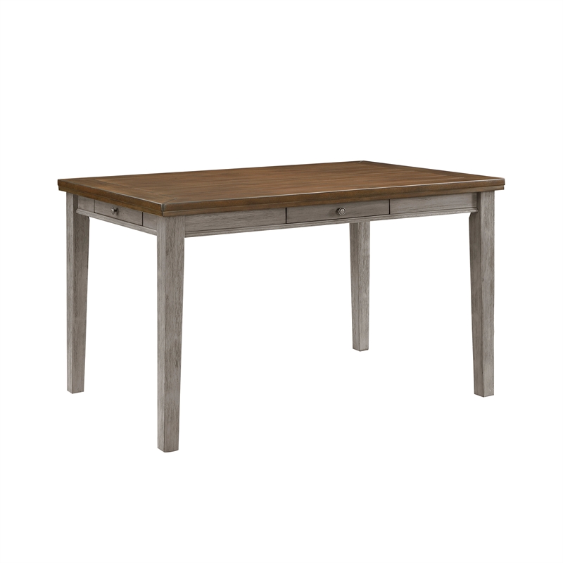 Pemberly Row 5-Piece Wood Counter Height Dining Set in Cherry and Gray