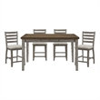 Pemberly Row 5-Piece Wood Counter Height Dining Set in Cherry and Gray