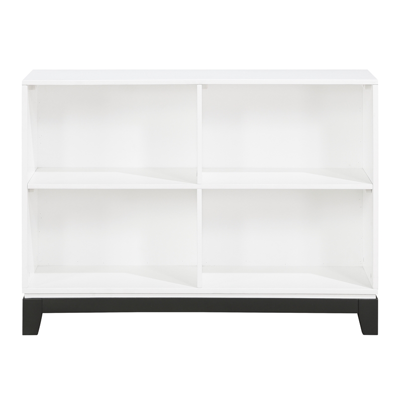 Pemberly Row 4-Shelves Wood Bookcase in 2-tone finish (White and gray)