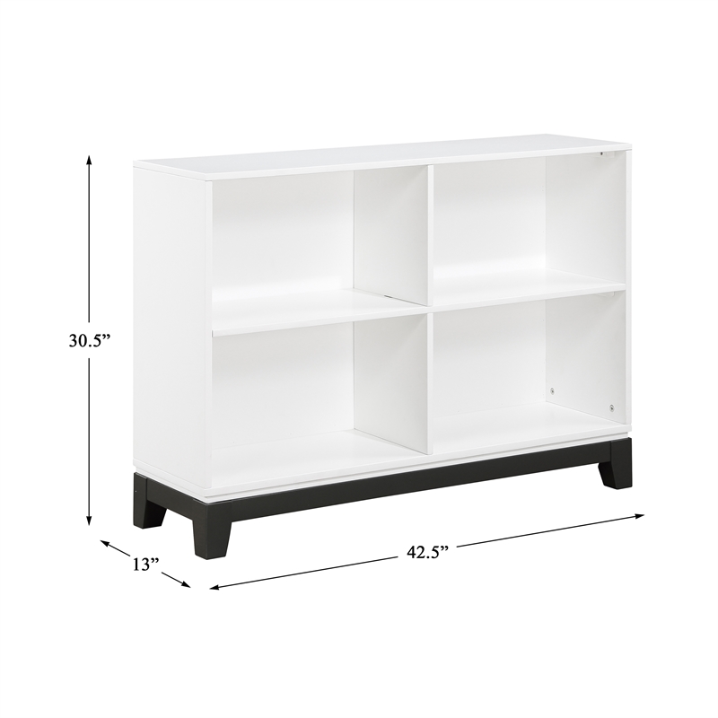 Pemberly Row 4-Shelves Wood Bookcase in 2-tone finish (White and gray)