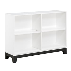 Pemberly Row 4-Shelves Wood Bookcase in 2-tone finish (White and gray)