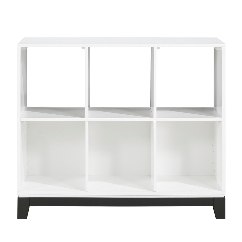 Pemberly Row 6-Shelves Wood Bookcase in 2-tone finish (White and gray)