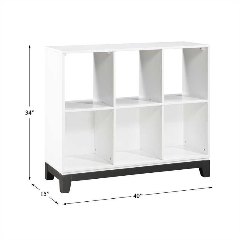 Pemberly Row 6-Shelves Wood Bookcase in 2-tone finish (White and gray)