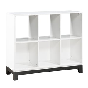 Pemberly Row 6-Shelves Wood Bookcase in 2-tone finish (White and gray)
