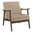 Pemberly Row Mid-Century Wood and Velvet Accent Chair in Light Brown