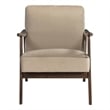 Pemberly Row Mid-Century Wood and Velvet Accent Chair in Light Brown
