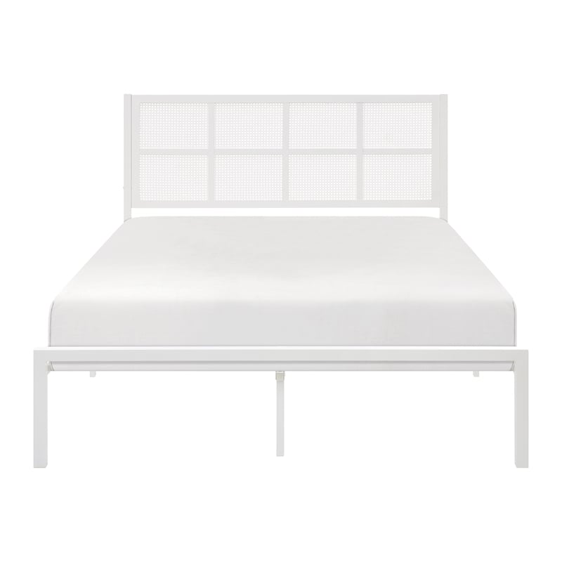 Pemberly Row Contemporary Metal Frame King Metal Platform Bed in White