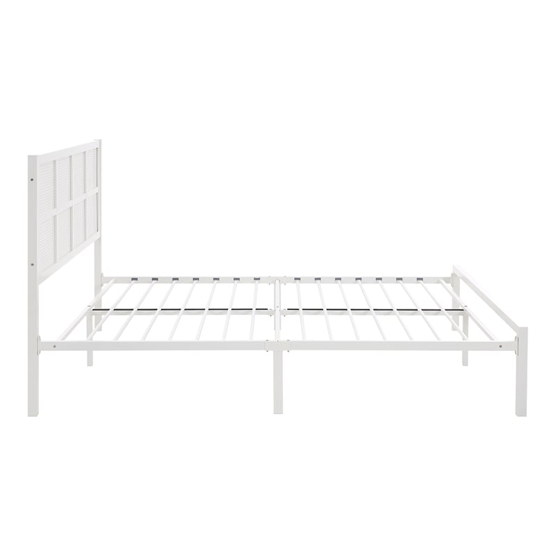 Pemberly Row Contemporary Metal Frame King Metal Platform Bed in White
