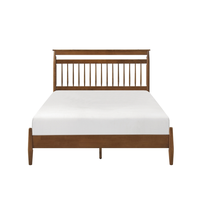 Pemberly Row Contemporary Wood Queen Platform Bed in Chestnut