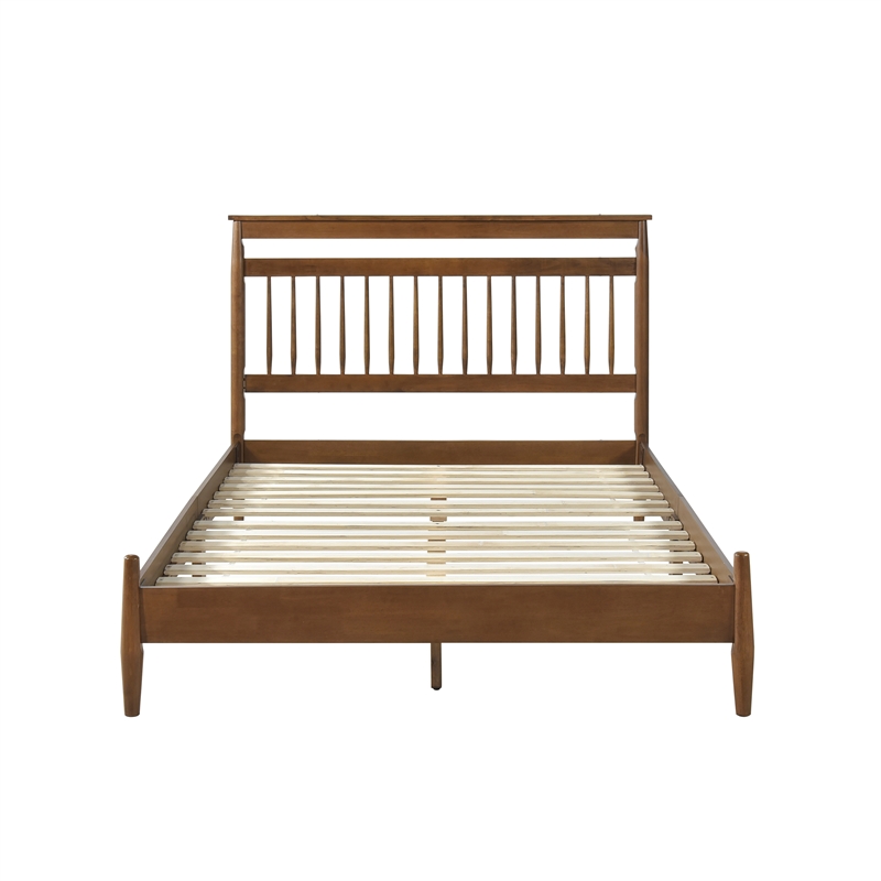 Pemberly Row Contemporary Wood Queen Platform Bed in Chestnut