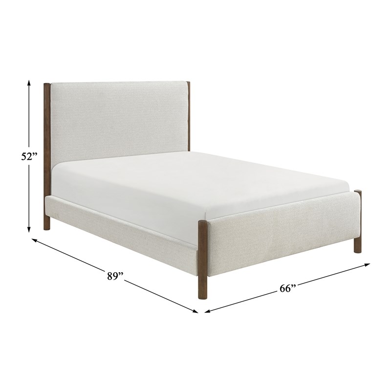 Pemberly Row Contemporary Chenille Queen Platform Bed in Beige