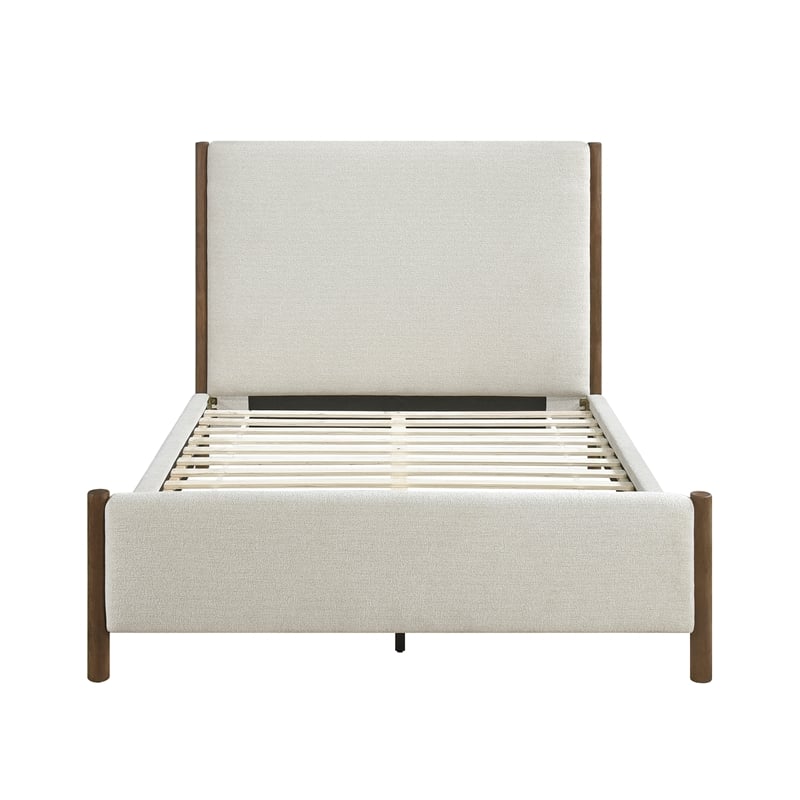 Pemberly Row Contemporary Chenille California King Platform Bed in Beige