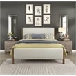 Pemberly Row Contemporary Chenille California King Platform Bed in Beige