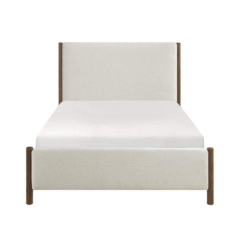 Pemberly Row Contemporary Chenille California King Platform Bed in Beige