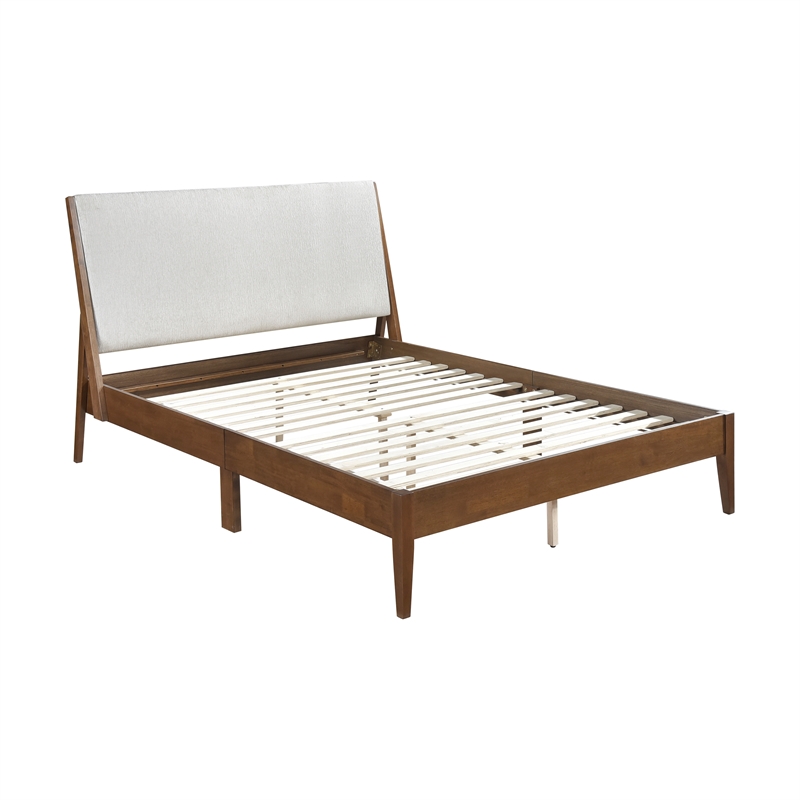 Pemberly Row Contemporary Chenille Full Platform Bed in Light gray