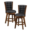 Pemberly Row Faux leather Swivel Counter Height Chair in Black