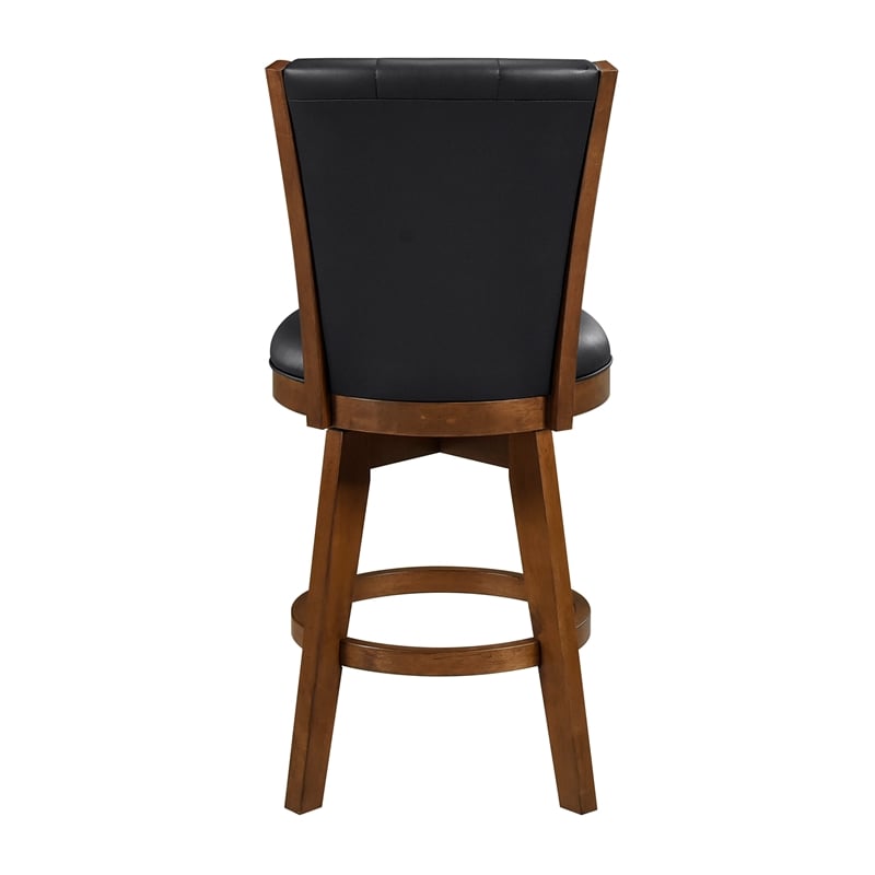 Pemberly Row Faux leather Swivel Counter Height Chair in Black