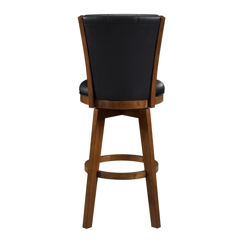 Pemberly Row Traditional Faux leather Swivel Pub Height Chair in Black