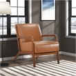 Pemberly Row Mid-Century Faux leather Accent Chair in Matt brown