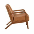Pemberly Row Mid-Century Faux leather Accent Chair in Matt brown