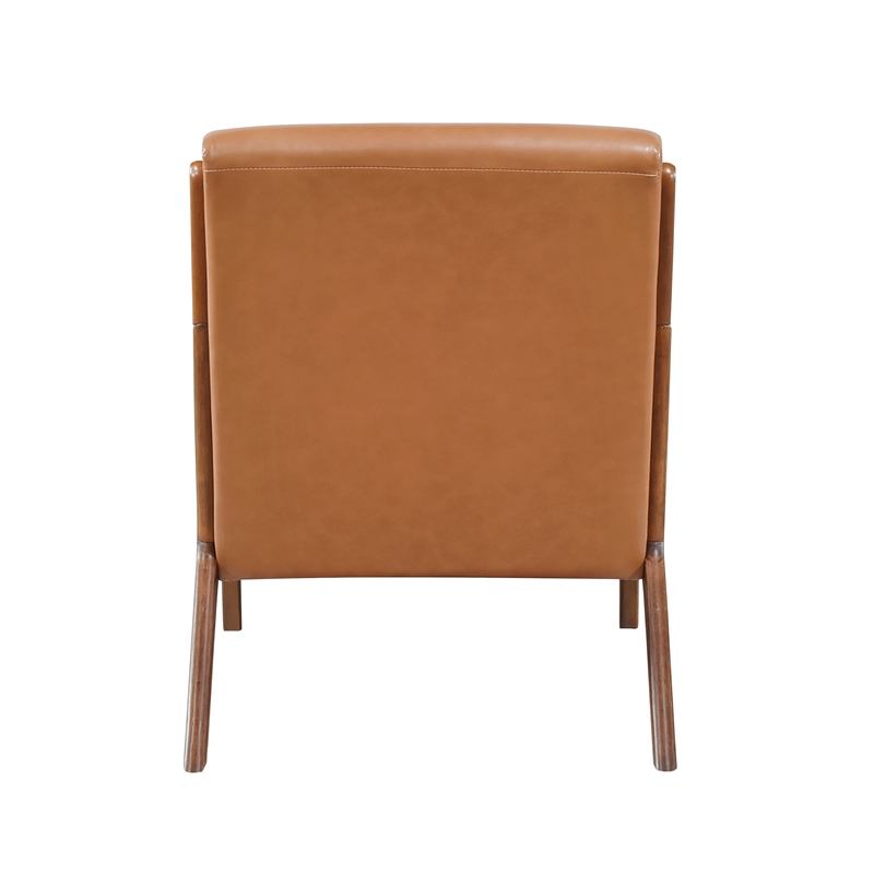 Pemberly Row Mid-Century Faux leather Accent Chair in Matt brown
