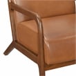 Pemberly Row Mid-Century Faux leather Accent Chair in Matt brown