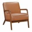 Pemberly Row Mid-Century Faux leather Accent Chair in Matt brown