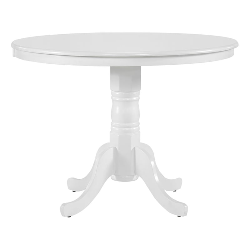 Pemberly Row Farmhouse Wood Dining Room Table in White finish