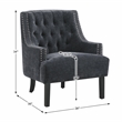 Pemberly Row Contemporary Chenille Accent Chair in Black Finish
