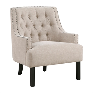 Pemberly Row Contemporary Chenille Accent Chair in Beige Finish