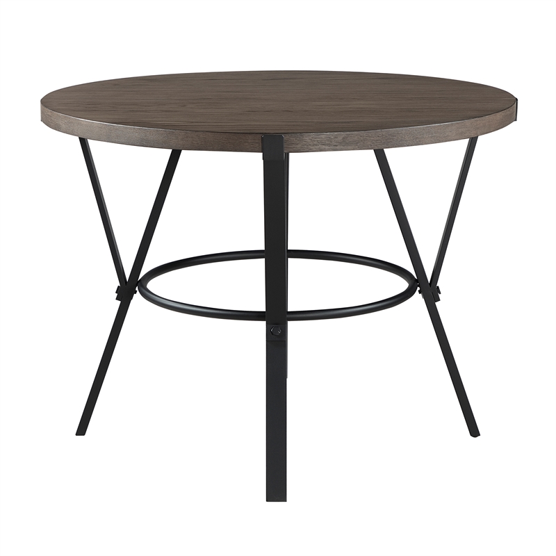 Pemberly Row Contemporary Metal and Wood Counter Height Table in Black