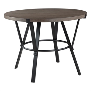 Pemberly Row Contemporary Metal and Wood Counter Height Table in Black