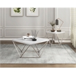 Pemberly Row Contemporary Steel and Stone End Table in Silver