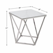 Pemberly Row Contemporary Steel and Stone End Table in Silver