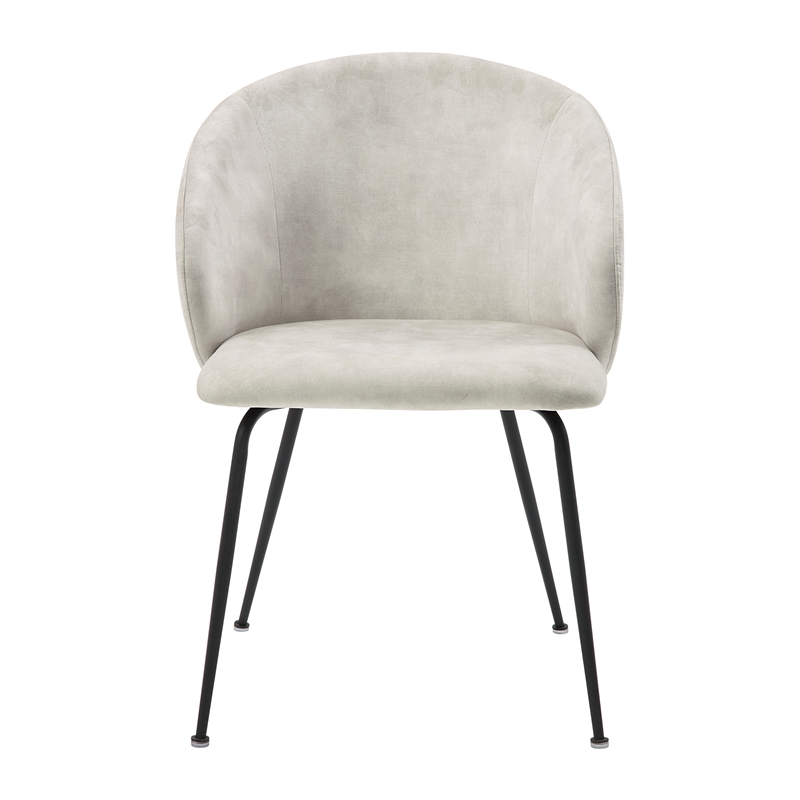 Pemberly Row Metal & Velvet Dining Room Set of 2 Side Chair in Beige