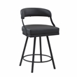 Pemberly Row Metal & Faux leather Set of 2 Swivel Counter Height Chair in Black