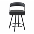 Pemberly Row Metal & Faux leather Set of 2 Swivel Counter Height Chair in Black