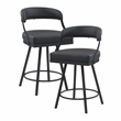 Pemberly Row Metal & Faux leather Set of 2 Swivel Counter Height Chair in Black
