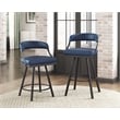 Pemberly Row Metal & Faux leather Set of 2 Swivel Counter Height Chair in Blue