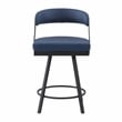 Pemberly Row Metal & Faux leather Set of 2 Swivel Counter Height Chair in Blue